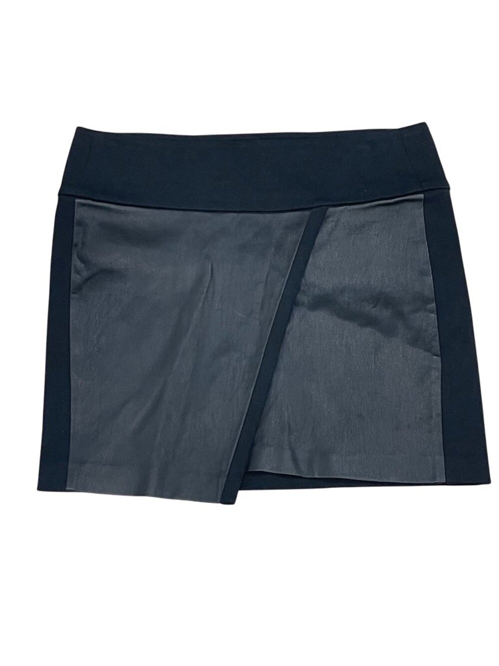 IRO Jalie Leather Mini Skirt Women's Size 38 (US 6) Black Faux Wrap Knit Cotton